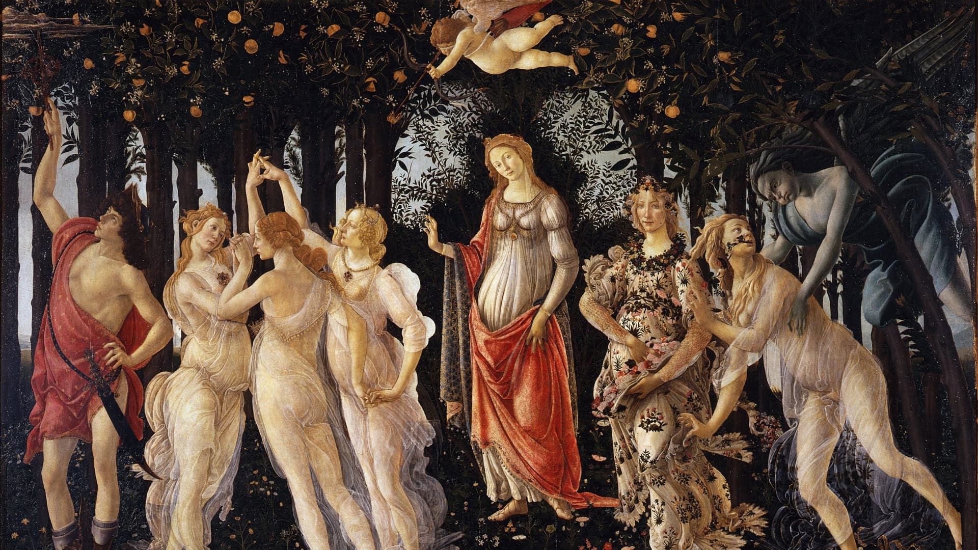 La Primavera di Botticelli nella Galleria degli Uffizi