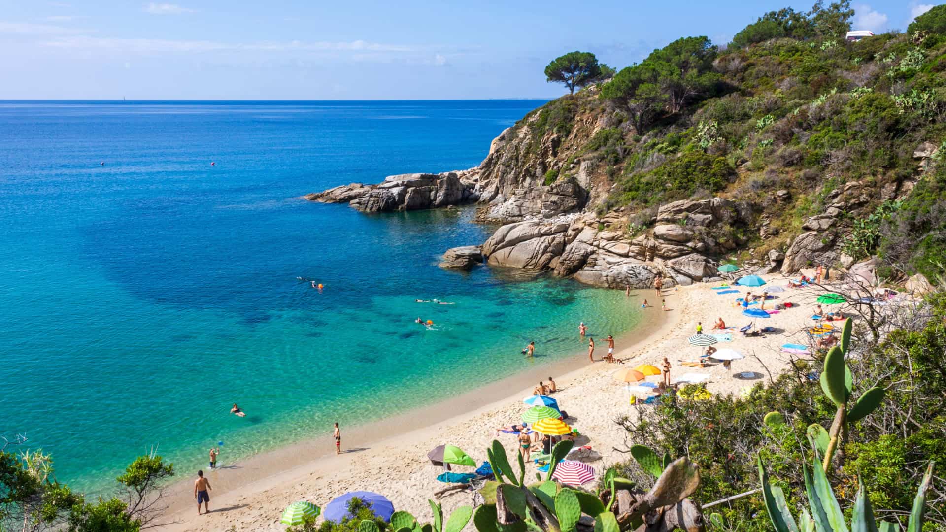 Scorcio panoramico sul litorale di Cavoli, una spiaggia dell'Isola d'Elba